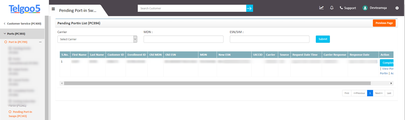 What is the procedure for completing a port-in for an existing customer ...