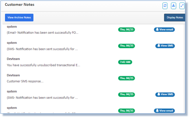 How to view Email and SMS notifications from the customer notes ...